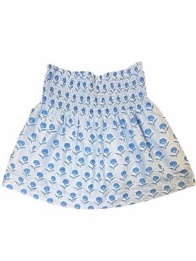 J.Marie‎ Blue Floral Smocked Skort XS Cottagecore Preppy Mini Skirt